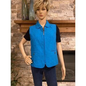 Christopher & Banks Turquoise Blue Quilted Vest Sz S